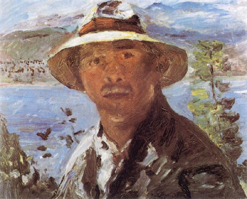 Lovis Corinth Self Portrait with Straw Hat china oil painting image